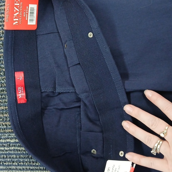 NWT Maze Collection Navy Blue PANTS Stretch Flare Levanta Cola Size Lg - Picture 5 of 8